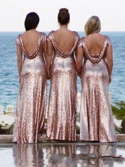 rose gold sparkly bridesmaid dresses