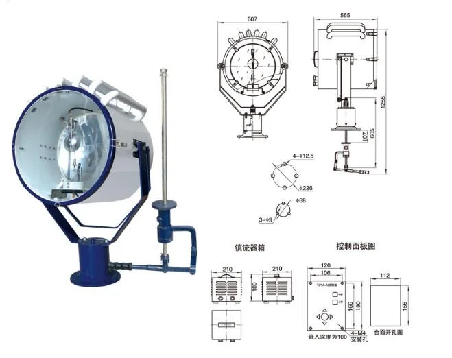 mercury-xenon bulb 1000W marine search light with joystick TZ1A