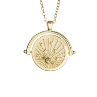 

2019 latest medallion saturn jewelry 925 silver gold coin necklace