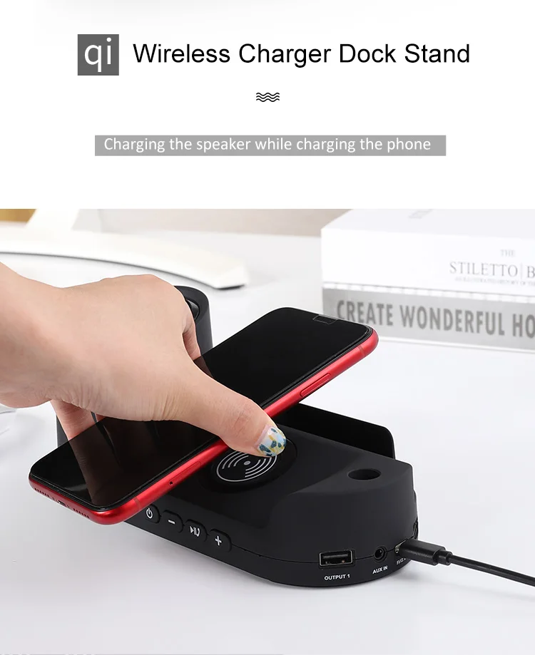 LAIMODA 2019 New design Three in one 3in1 Portable Holder qi Wireless phone charger Bluetooth Speaker with 1200mAh Power Bank - ANKUX.COM