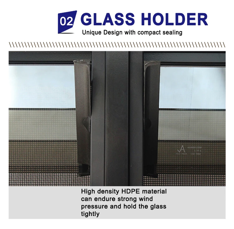 Aluminium Jalousie Windows with Single Tempered Glass with flyscreen