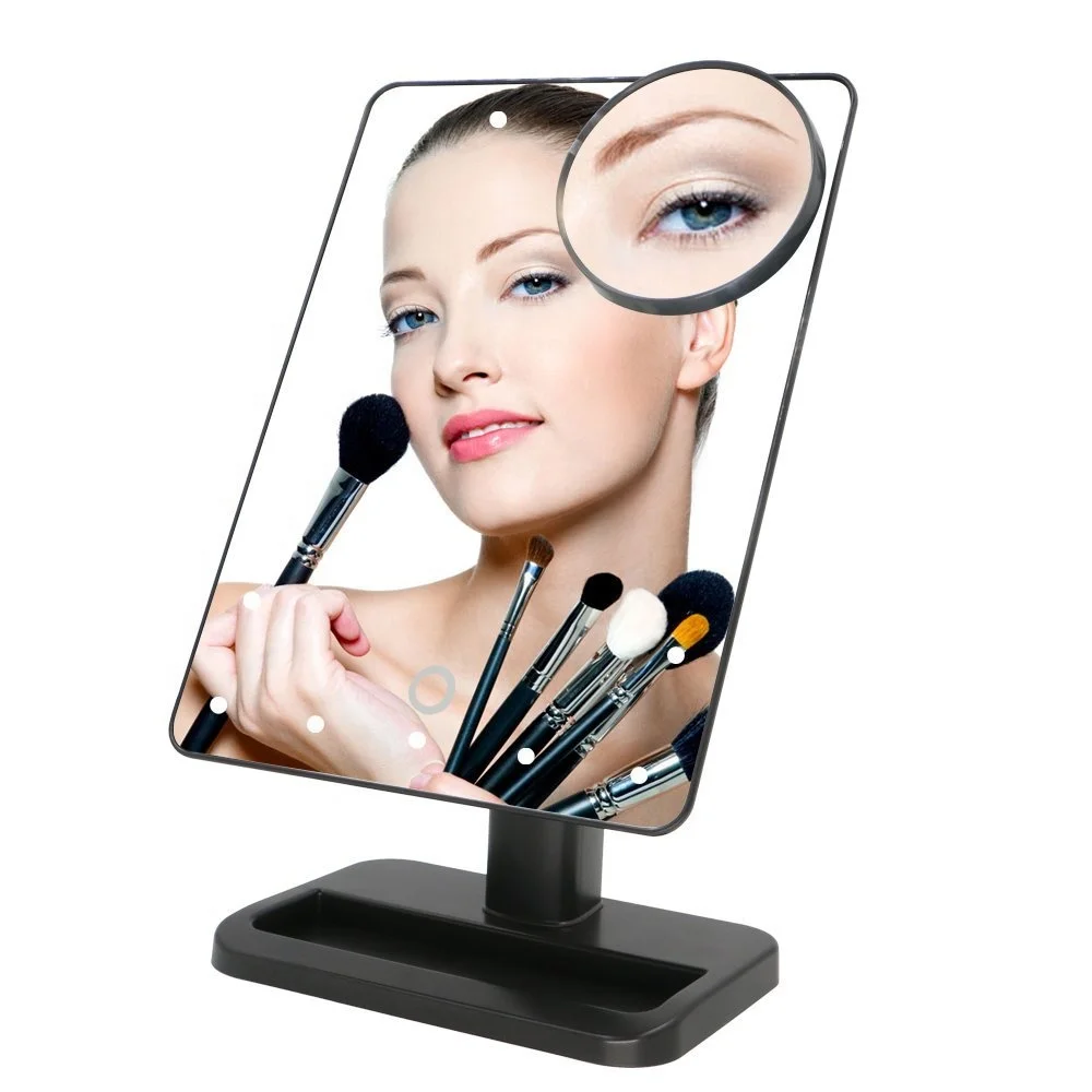 

hansong 20 Led Lighted Makeup Mirror with Removable 10x Magnifier makeup mirror with led light, Black/white/pink
