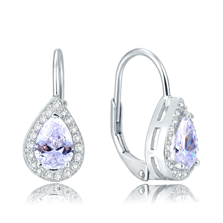 

POLIVA Fashion Valentine Gift Jewelry Cheap Silver 925 White Diamond Zircon Flower Designed Stud Teardrop Earring for Women