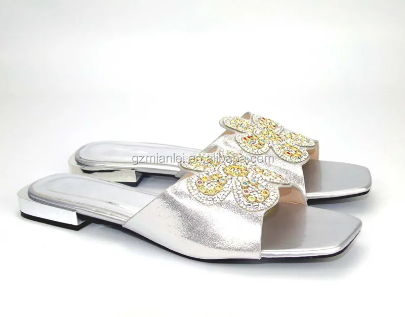 

Silver 2017 luxury women shoes rhinestone shiny flower style sandals shoes for party/daily ABS1118