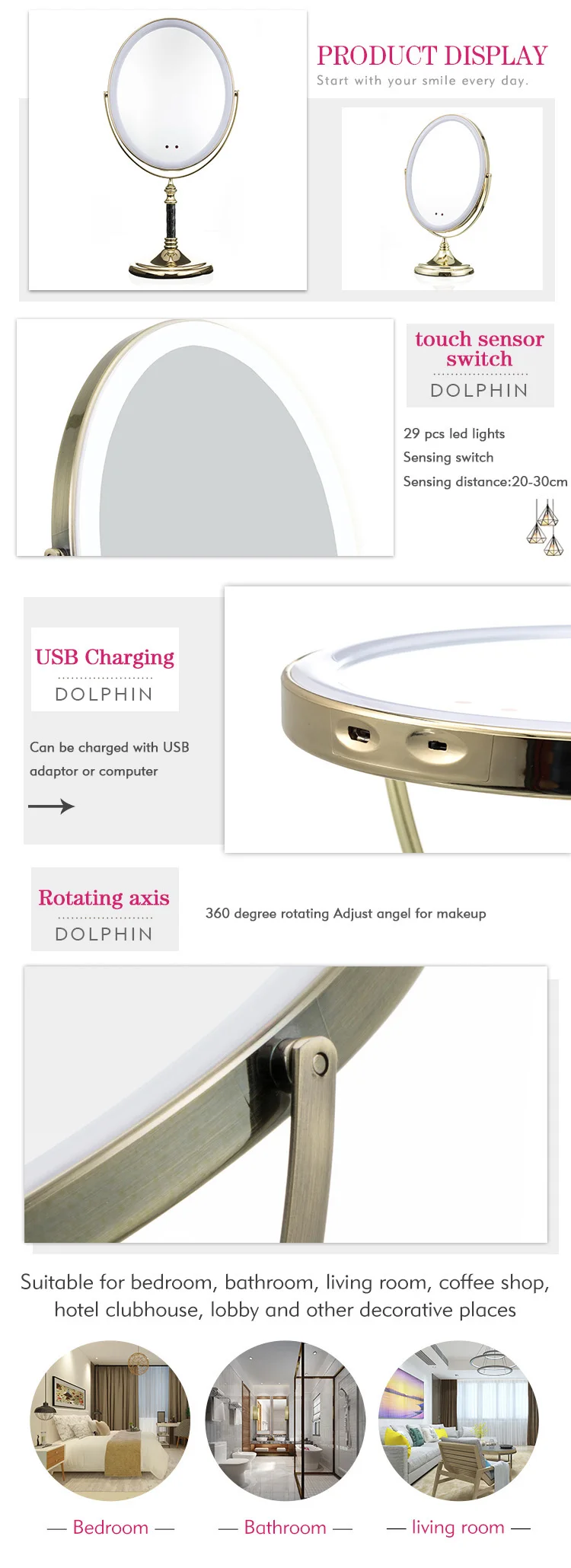 Smart Make Up Lighted Makeup Led Double Side Mirror