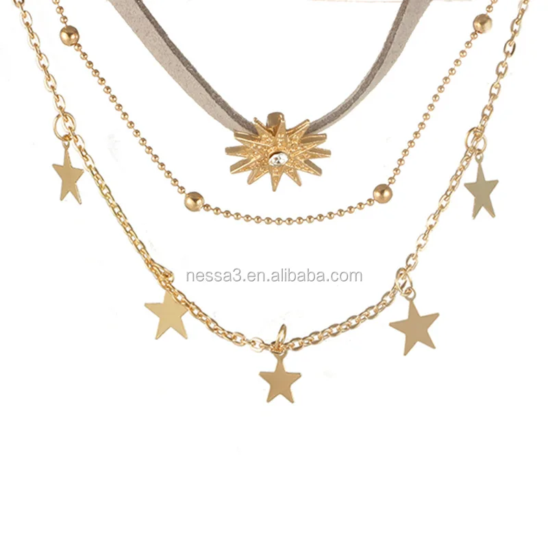 Fashion Gold Star Necklace Wholesale NSYG-0213