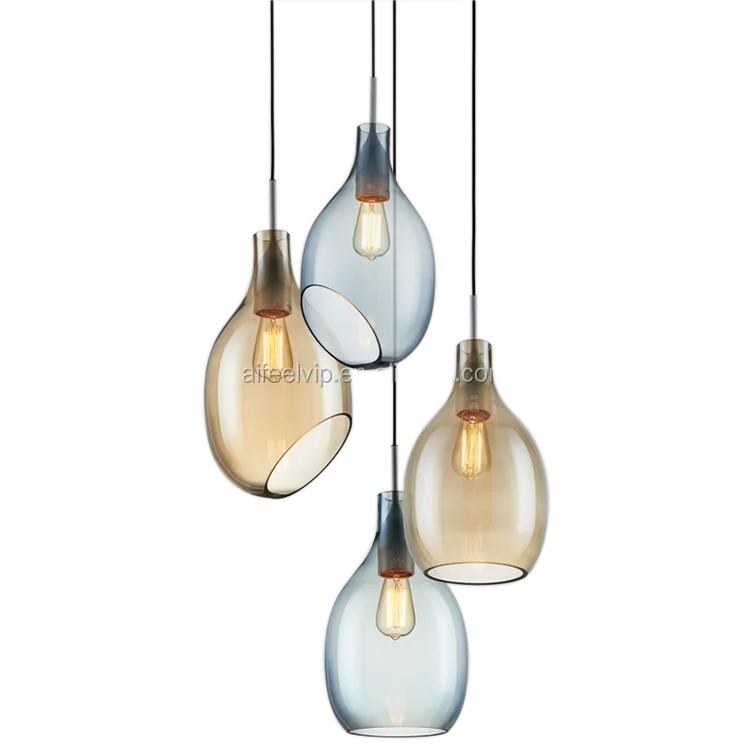 Contemporary latest design modern murano glass bubble colored hanging glass ball chandelier pendant light for hotel lobby