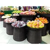 Handweaved washable rattan craft black metal frame display stand rack