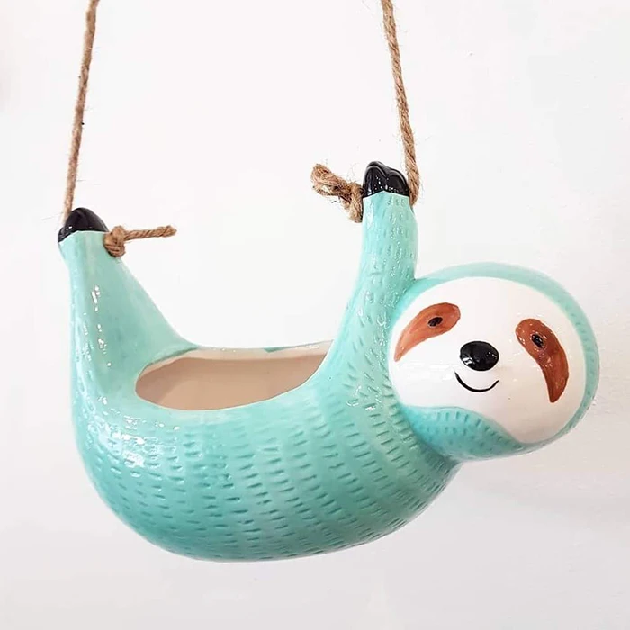 

3D Cartoon Character Ceramic Sloth Hanging Flower Plant Pot, As show or customized