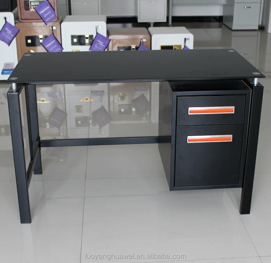 Modern Glass Top Metal Table Office Computer Desk View Modern