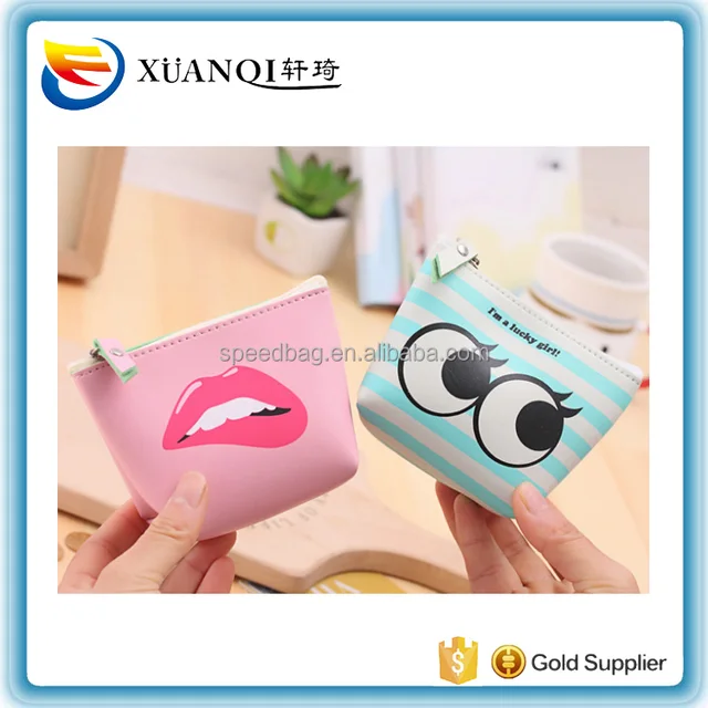 wholesale waterproof promotion cute pu leather lip coin purse