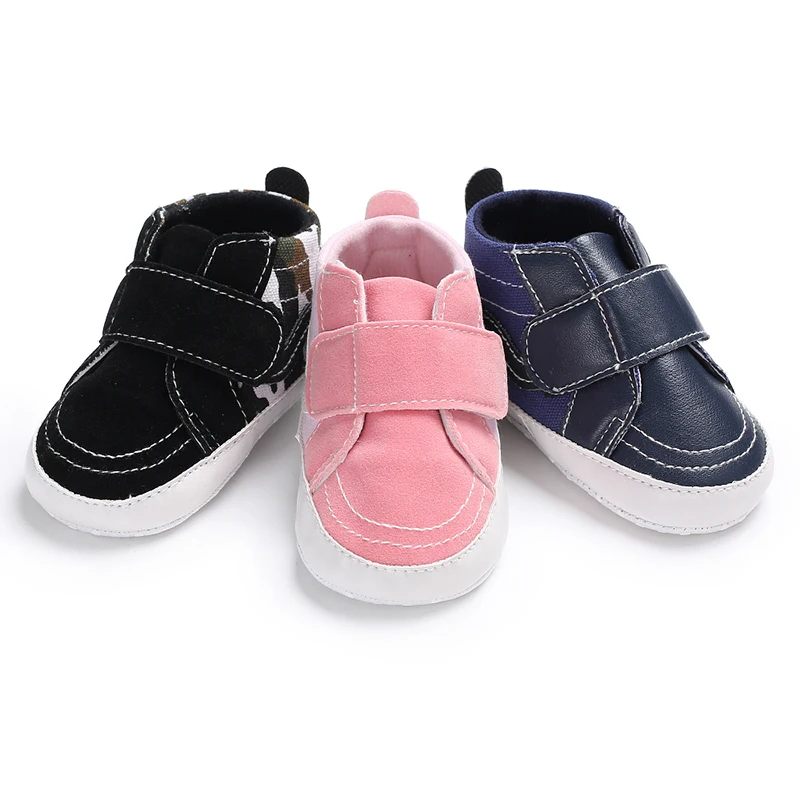 

New designed Canvas Soft sole 0-18months hook loop casual prewalk infant baby shoes, Pink,black,dark blue