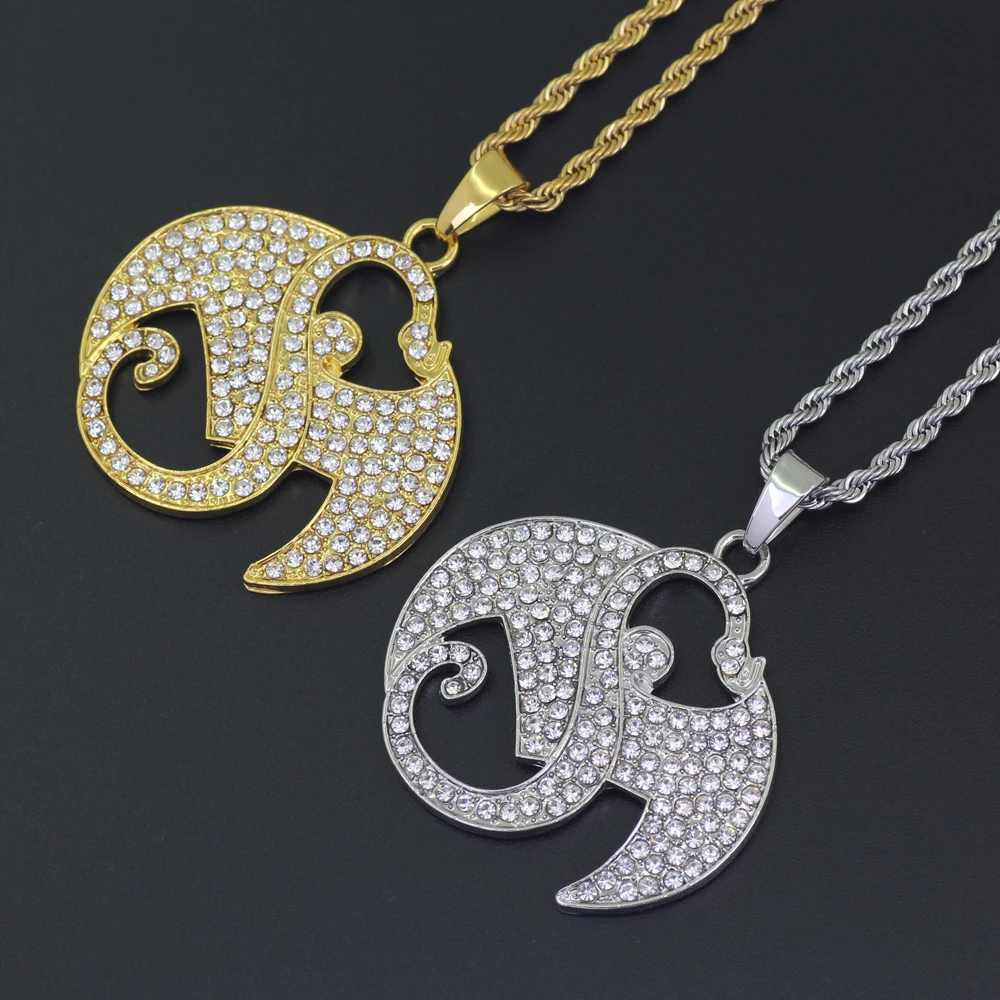 

N300 Hot Hip Hop Crystal Pendant Necklace Jewelry with 24inch Rope chain