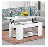 Wholesale Modern Occasional LivingRoom Multifunction White Extendable Fancy Lift Up Top Solid Wood Storage Coffee Table With Leg