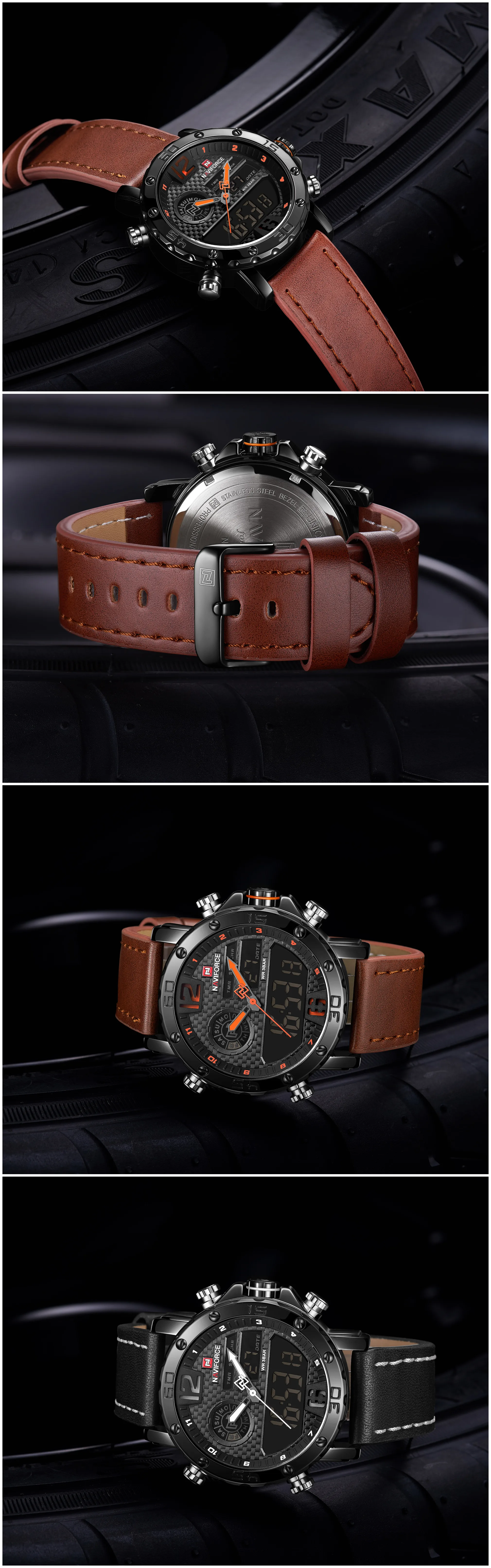 Naviforce Men Watches To Luxury Brand Men Leather Sport Men Watch