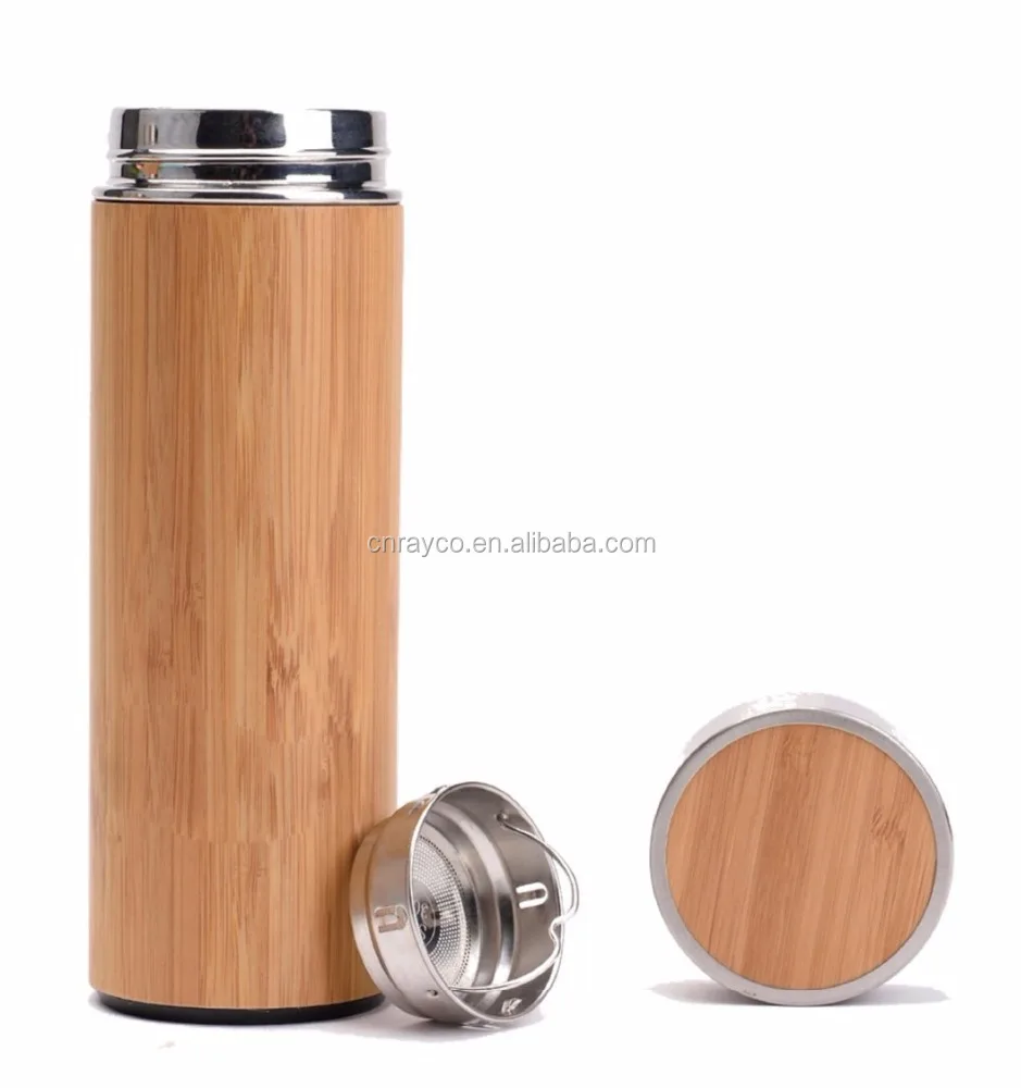 

Hot selling 350ml Funky Double wall Stainless Steel thermos Vacuum Flask, Natural bamboo