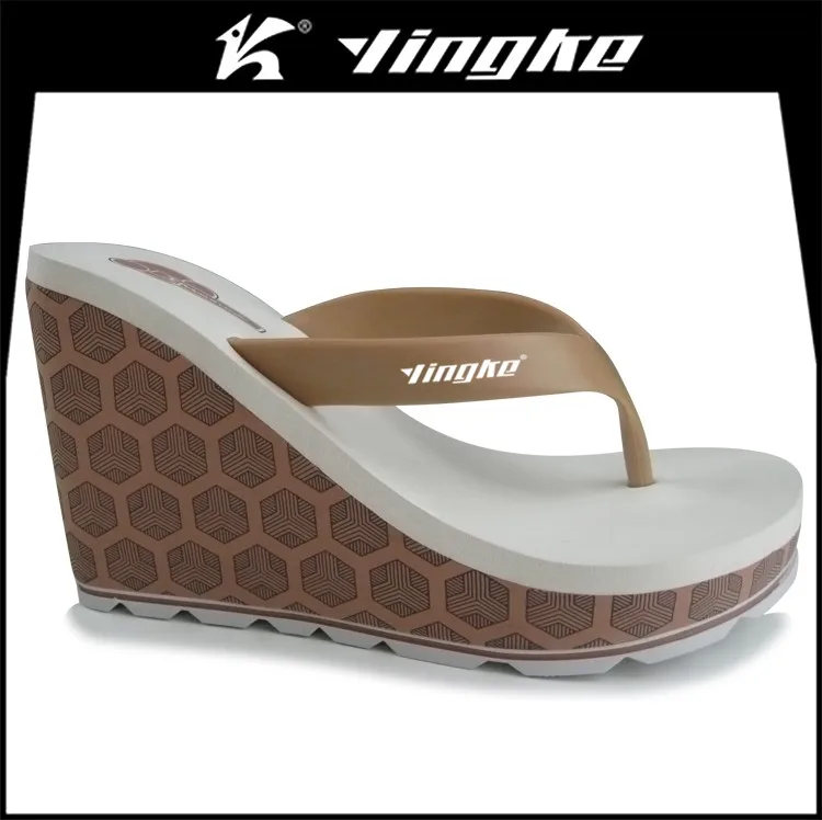 Latest fashion design comfortable wedge heel women slippers flip flops summer