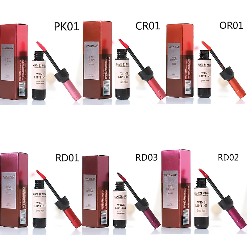 

Ready To Ship Private label 6 colors Wine Bottle Lip Tint Waterproof Matte Lip Tint