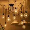 Indoor Decorative globe bulb chandeliers Pendant light Spider Look Iron Black Multi-heads Loft and pendant lights led