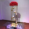 Wholesale Wedding Supplies Metal Centerpiece Gold Iron Flower Stand With Candle holder