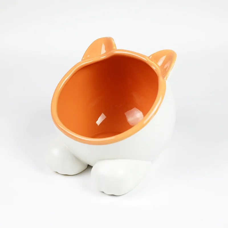 

wholesale luxury water food feeding cat shaped ceramic cat bowl