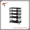Five layers black tempered glass tv stand tall tv cabinet
