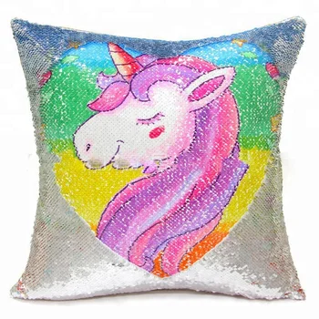 unicorn sequin pillow