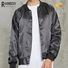 Hot sale Custom Mens Printing 100% Polyester Satin Bomber Jacket In Black