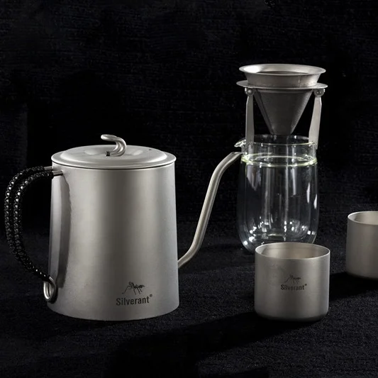 Silverant Titanium Gooseneck Coffee Kettle Sets With Glass Cup Coffee ...