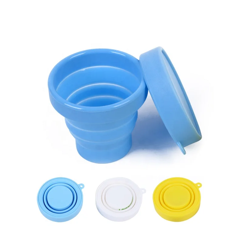 Bpa Free Collapsible Silicone Travel Cup Foldable Drinking Mug With Lid For Water Coffee Tea And