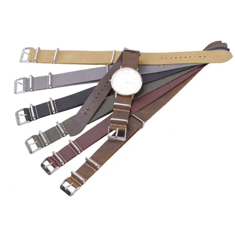 

EACHE Genuine Leather Retail/Wholesale Watch Band For Watch Crazy Horse Nato Leather Watch Band, As photo