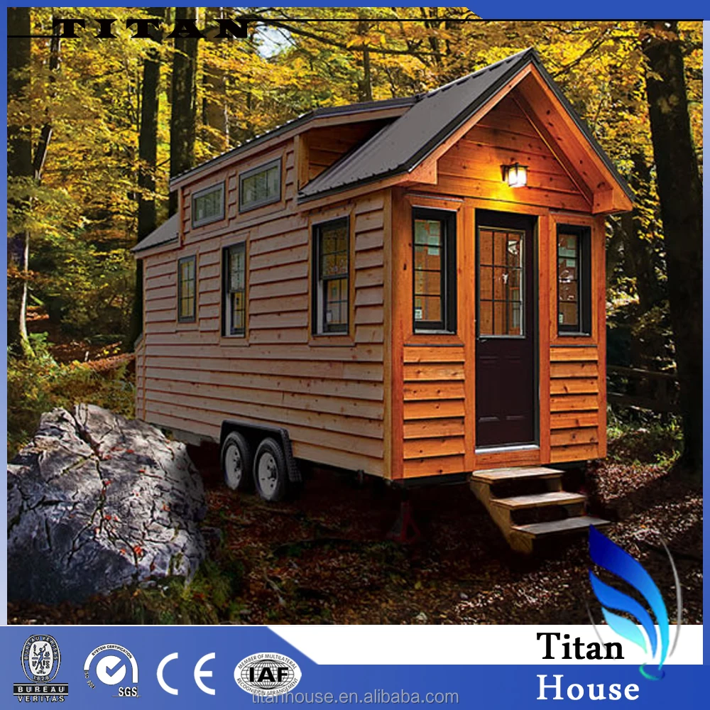 Prefab Staal Hout Tiny Trailer Mini Home