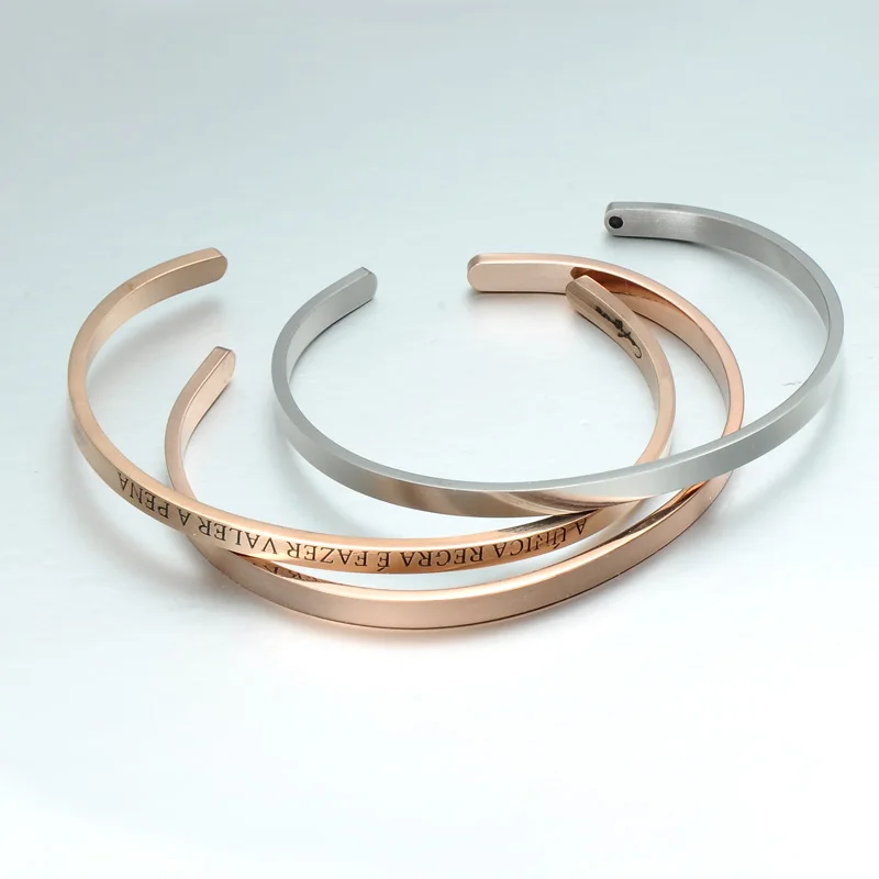 

High Polishing Stainless Steel Custom Logo Latest Design Your Own Cuff Bangle Bracelet, Gold;silver;rose gold