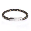 Leather Bracelet Magnetic Screw Clasp In Stainless Steel