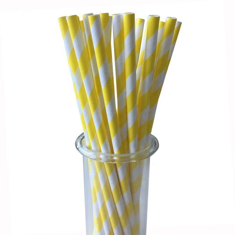 

New Products Yellow Striped Cocktail Paper Straws