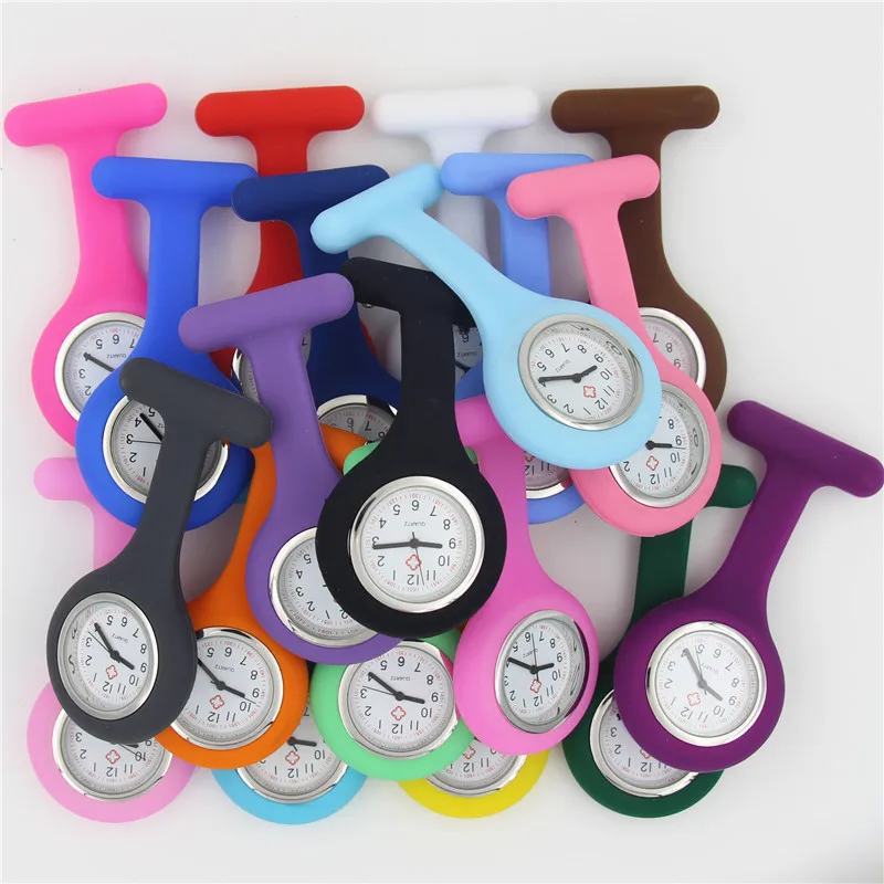 

Wholesale Mix 21colors Nurse Pocket Watch Brooches Silicone Quartz Nurse Watch, 21 colors