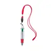 Short Plastic multi function 4 in 1 ball pen Carabiner lanyard hanger multiple colors ink refill Ballpoint Pen with String cord