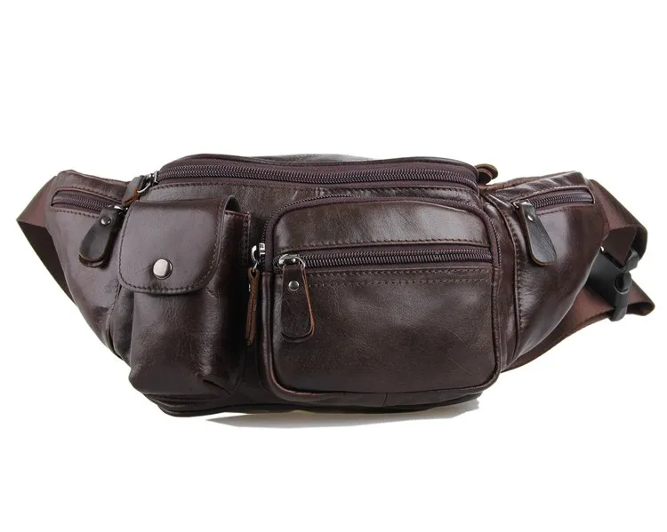 

China Wholesale Genuine Leather Waist Fanny Pack Manufacturer Alibaba 7210C, Coffee