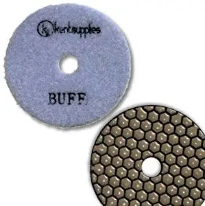 KENT Premium Quality 4" DRY, WHITE Buff, 2mm Thick, Diamond Polishing Pad, Velcro Style For Granite Marble Onyx Stone