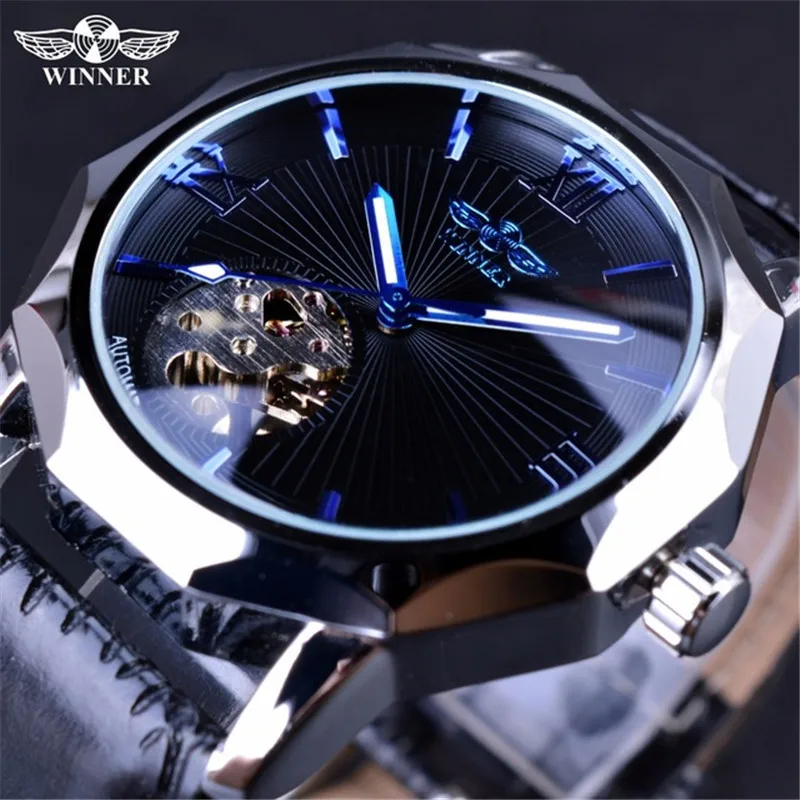 

Winner Watch Hot Sell Full Leather Watch Men Skeleton Automatic Mechanical Watches Men Wrist Self-Wind Male Dress Clock Watches, 2-color
