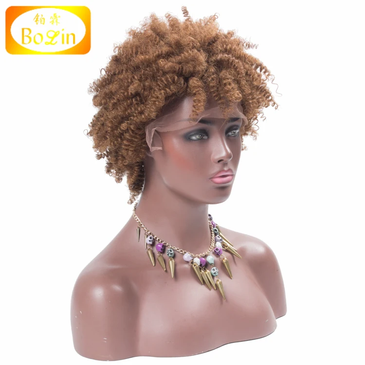 Cheap Price 150 Density Mongolian Kinky Curly Hair Wig Light Brown