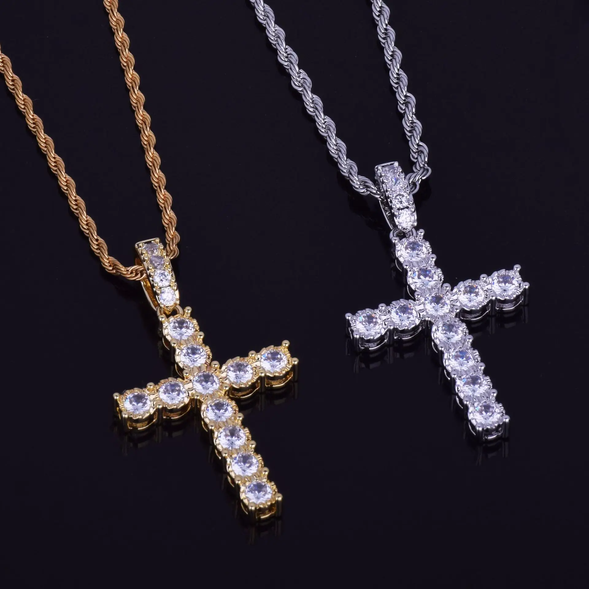 Fashion Gold Cubic Zirconia Cross 