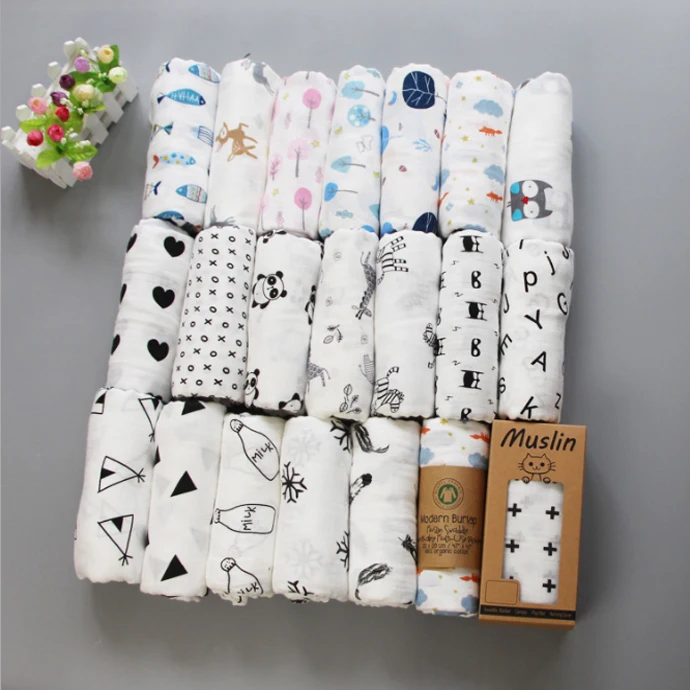 

Ins muslin organic cotton 2 layers baby swaddle blanket cart seat cover blanket muslin blanket, Print or customized