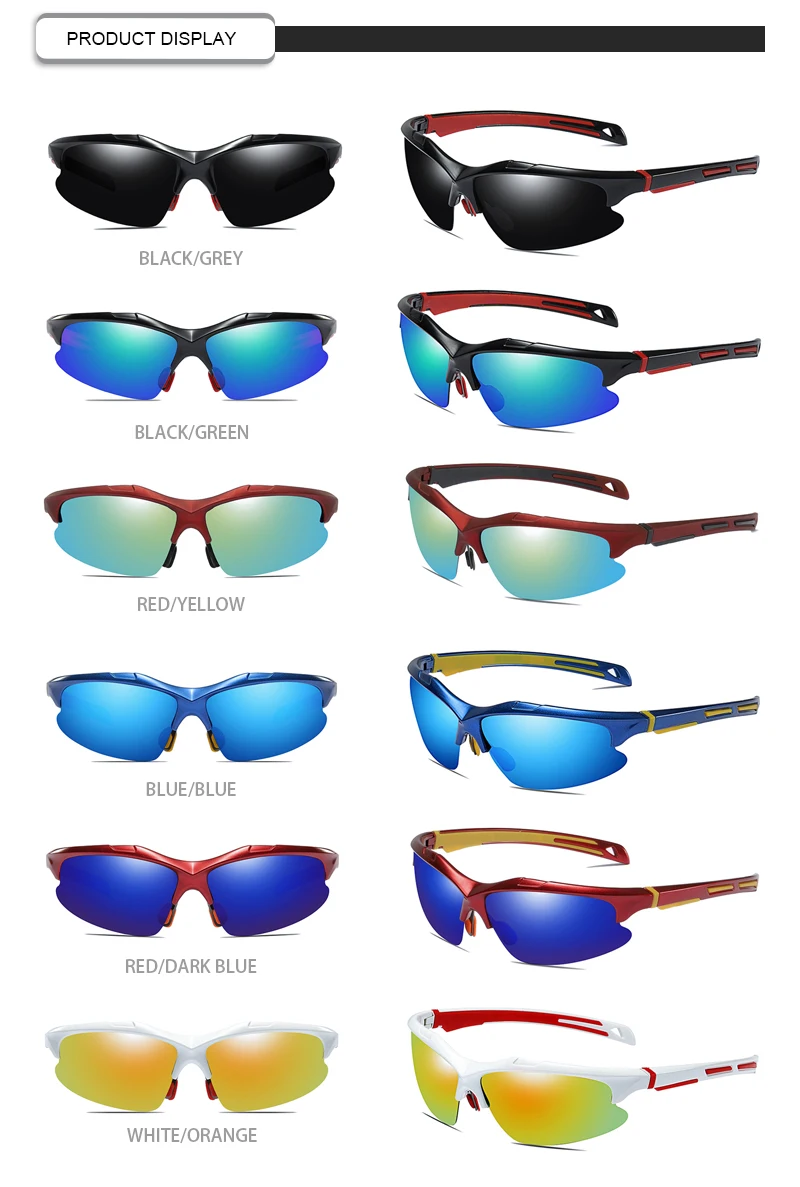 Square sports anti-explosion polarized sunglasses with CE FDA UV400