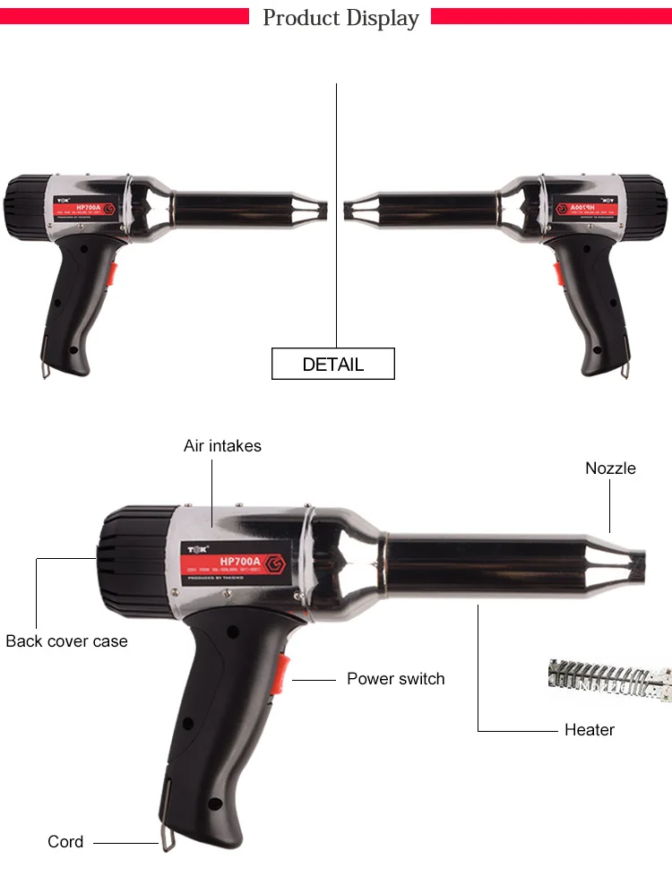 Hot Air Plastic Welding Gun Heat Gun Shrink Wrap 700w Tgk Brand Soften