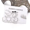 Personal silver circular stud pearl earring nine pieces stud rhinestone earrings set stud
