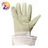 Long labor protection gloves, half pigskin half canvas welding/grilling/cutting work protection gloves