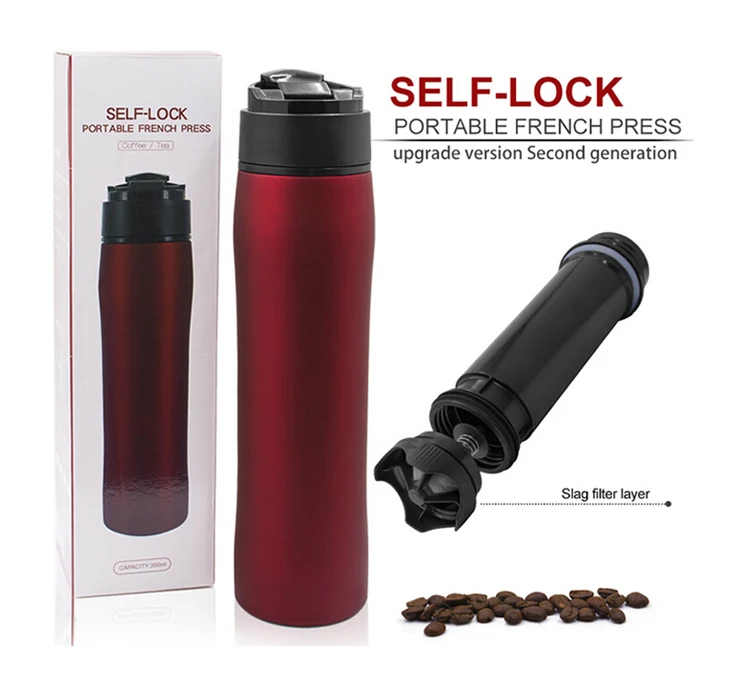 Cafetera De Prensa Francesa De Acero Inoxidable Portátil,Taza De Viaje Con  Filtro Y Termo/hervidor De Agua Aislado De Doble Pared,350ml - Buy Francés  De Café Francés Prensa De Acero Inoxidable Café Francés