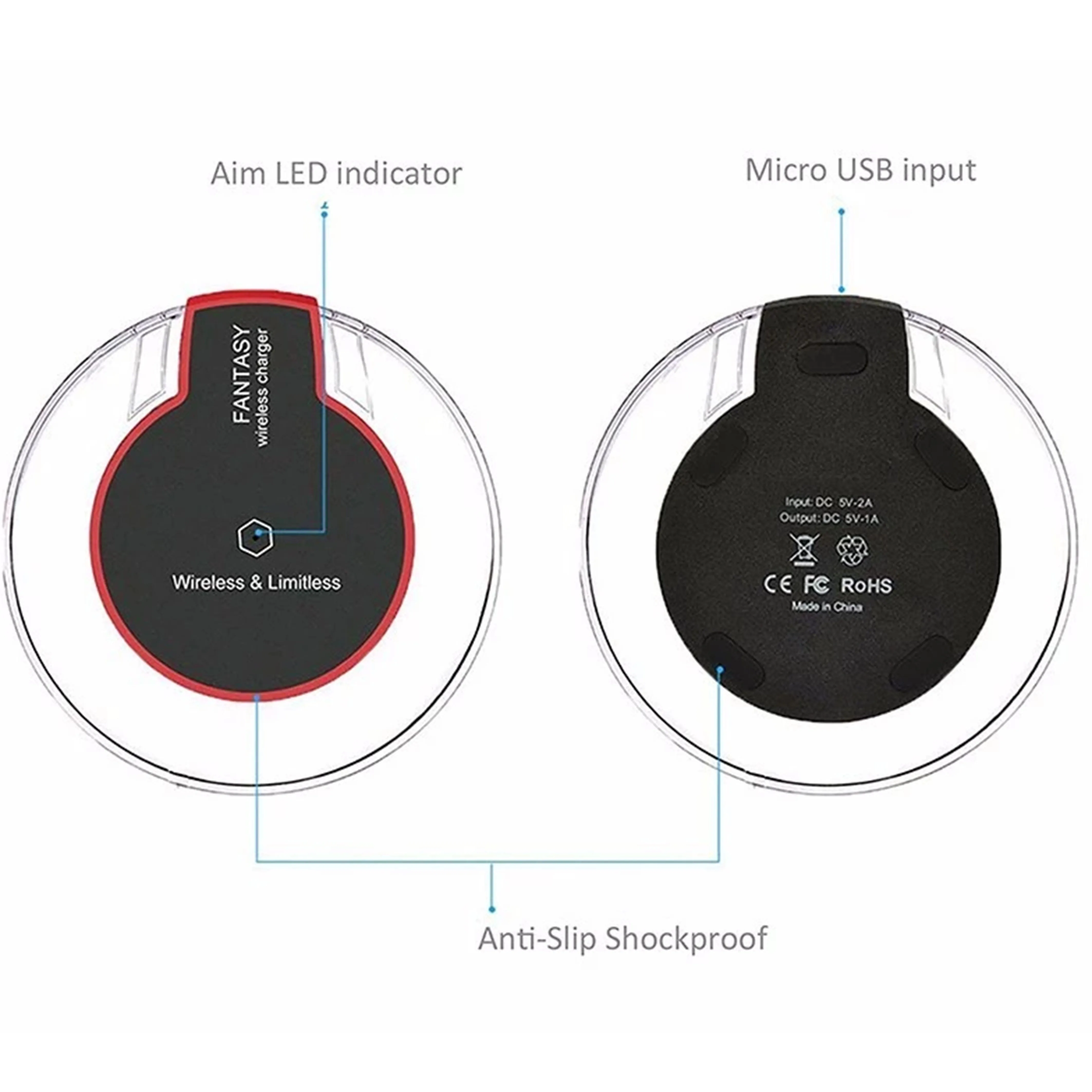 
Universal Crystal Wireless Charger Pad With LED Light Compatible All Support Qi Standard Mobile Phone 