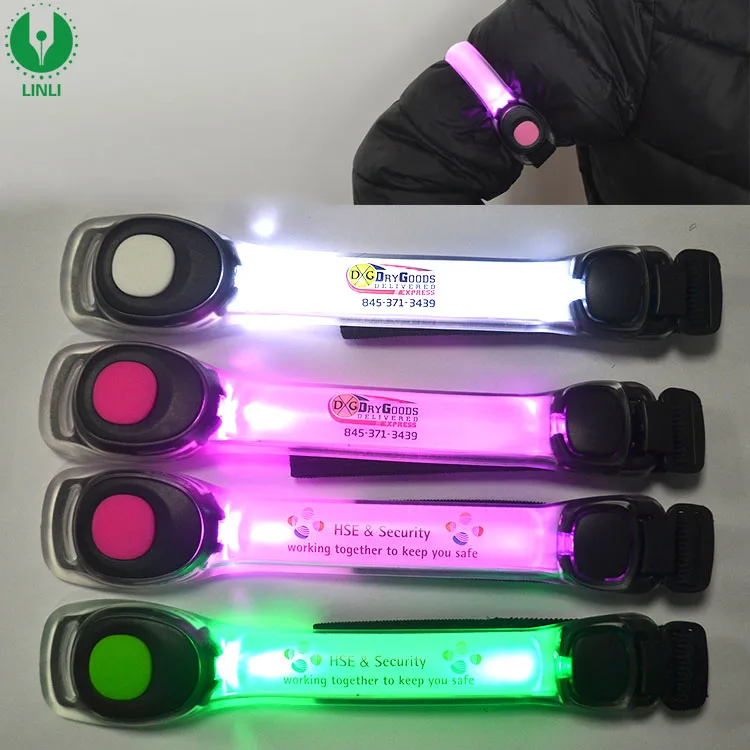 Wholesale Battery Operated Flashing Led Arm Belt Safety Warning Light Up Colored Arm Bands